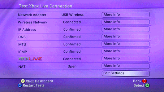 Xbox 360 wireless connection test